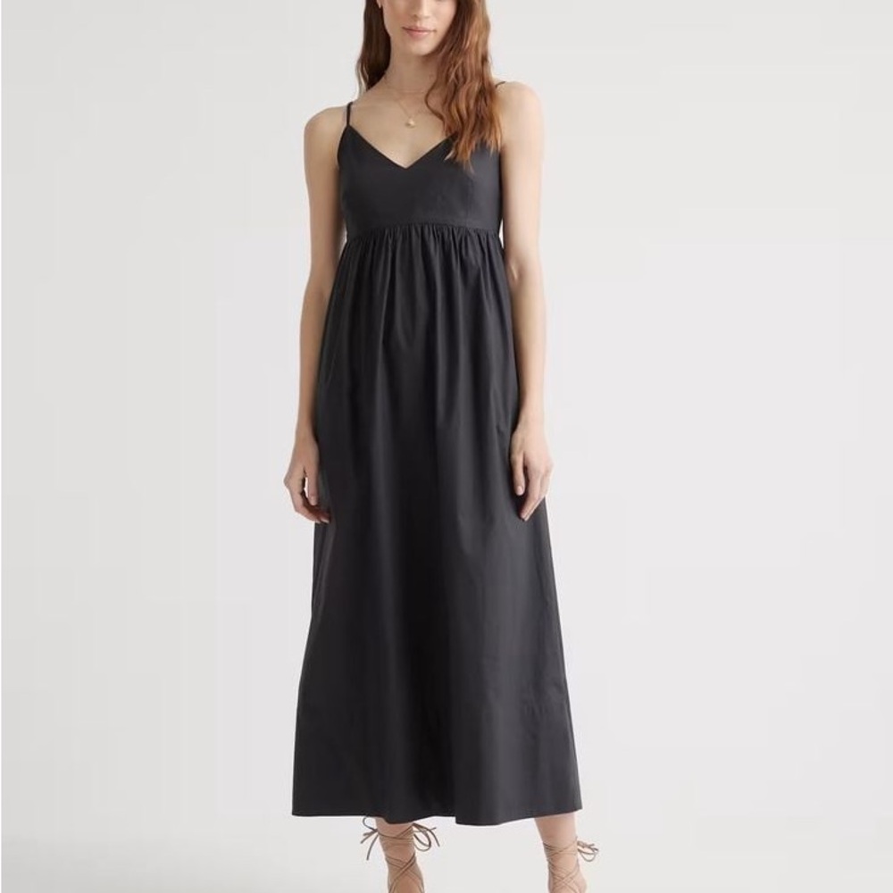 Quince Black Spaghetti Strap Maxi Dress